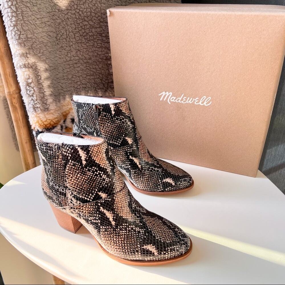 Madewell The Rosie Moonstone Multi Ankle Boots In Snake Embossed Leather Size 7 - Picture 1 of 7